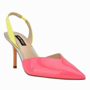 Nine West Hello Pointy Toe Slingback Heeled Sandals - Pink/Yellow - Ireland (UJ4597180)